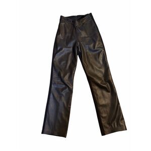 Vintage Designer Barcelino Real Leather Front V-Waist Dress Pants 2